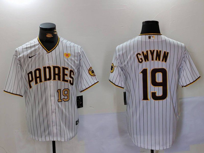 Men San Diego Padres #19 Gwynn White Stripe Game 2024 Nike MLB Jersey style 5->san diego padres->MLB Jersey